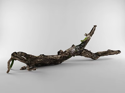 Natural Stone Wood Decorative Branch With Moss Accents For Home Decoration 3d model