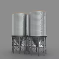 Industrial Equipment Large Silver Metal Storage Tanks with Steel Support Structures