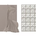 Modern Interior Wall Decor With 3D Pleated Design And White Grid Geometric Patterns 3d model