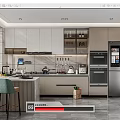 Modern Open Kitchen Interior Design With Island Counter Cabinets And Appliances