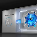 Hi Tech AI Exhibition Hall Featuring Blue Interface Circular Device And Smart Displays 3d model