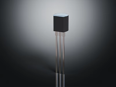 High Quality Black Three Legged Electronic Transistor On Dark Reflective Background 3d model