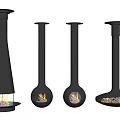 Black Modern Fireplaces with Various Shapes and Burning Flames in Contemporary Design