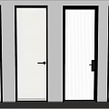 Modern Hinged Doors Featuring Striped And Mesh Glass With Black Frames 3d model