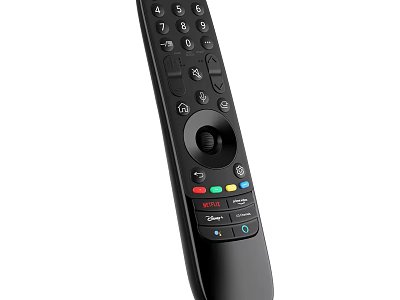 Black TV Remote Control with Colorful Buttons and Streaming Keys for Smart Television 3d model