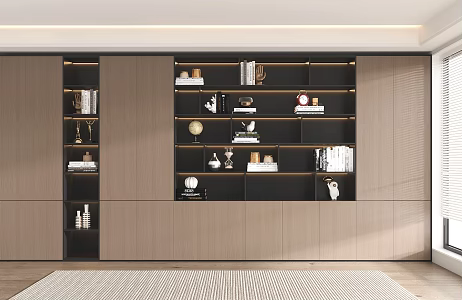 Office Bookcase Study Bookcase Book Jewelry Ornaments Whole Wall Freestanding Adult Solid Wood 3d model