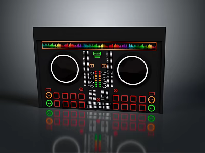 Modern Electronic DJ Controller With Circular Knobs Colorful Buttons And Digital 3d model