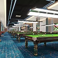 Modern Billiard Room With Snooker Tables Lounge Seating And TVs