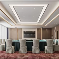 Modern Conference Room Interior With Long Green Table Patterned Carpet And TV Screen 3d model
