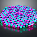 Colorful Pink And Blue Cube Decorative Ornaments Set With Glossy Finish Arranged In Circular Pattern