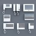Various White Doorbell Intercom Systems With Screen And Handset Features 3d model