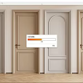 Neutral Hinged Doors with Various Panel Designs and Golden Handles on Light Walls