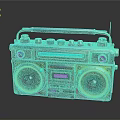 Vibrant Retro Electronic Boombox Featuring Neon Colors Speakers And Knob Design