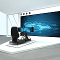 Yadongke Exhibition Hall Modern Interior With Display Counter And Digital Screens