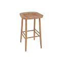 Natural Wood Bar Stool With Simple Design And Solid Wooden Legs 3d model