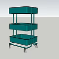 Portable Three Tier Green Storage Cart With Wheels And Drawer Design