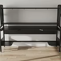 Sleek Modern Black Entertainment Table With Multiple Shelves And Metal Frame Design