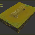 Natural Wooden Stone Decorative Piece With Green Grass Base And Textured Surface