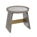 Modern Round Side Table With Marble Top Gray Frame And Gold Shelf Design 3d model