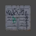 Vintage Shipping Container Covered With Colorful Red Black Graffiti Artwork
