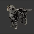 Gray And White Striped Cat Standing On Reflective Floor With Gray Background