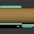 Green And Orange Toy Weapon With Cylinder Barrel Pink Button And Smooth Surface Design