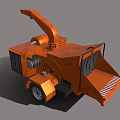 Orange Industrial Wood Chipper Equipment With Wheels Discharge Chute And Mechanical Parts