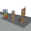 Modern Wooden Towers With Colorful Structures And Observation Decks On Waterfront