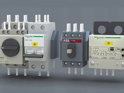 Industrial Equipment Circuit Breakers Switches By Schneider ABB With Knobs Buttons Current Ratings 3d model