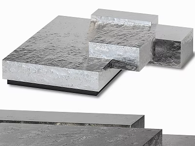 Silver Textured Metal Blocks Stacked With Layered Structure And Smooth Surfaces 3d model