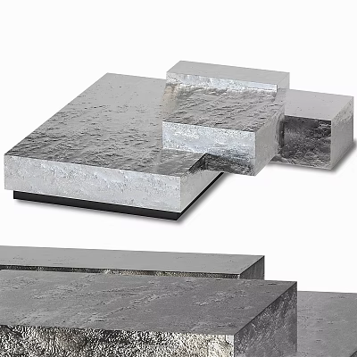 Silver Textured Metal Blocks Stacked With Layered Structure And Smooth Surfaces 3d model