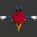 Cute 3D Cartoon Bird Character With Pink Head Yellow Beak Blue Body And White Belly