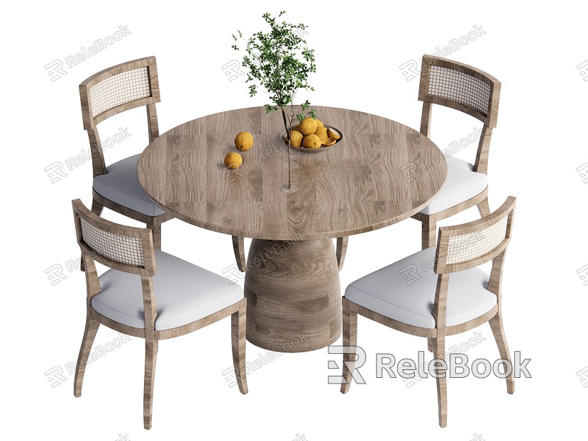 Log wind dining table and chair combination model