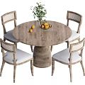 Log wind dining table and chair combination 3d model