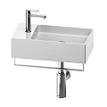 Modern White Wall Mounted Washbasins with Chrome Faucets and Metal Brackets Contemporary Design