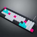 Stylish Computer Keyboard With Colorful Pink Teal White And Black Keycaps Design
