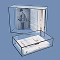 Transparent Glass Boxes With Open Books Magazines On Blue Background