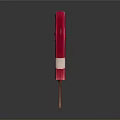 Bitten Red Popsicle With White Stripes On Wooden Stick Against Gradient Background