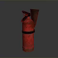 Old Red Rusted Fire Extinguisher With Vintage Design And Rusty Surface