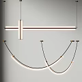 Modern LED Chandelier with Curved and Linear Design for Contemporary Interior