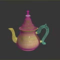 Elegant Golden Teapot With Black Handle And Decorative Top Design