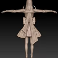 Game Movie Character Costume Design With Brown Top Golden Accents Armored Sleeves And Brown Skirt
