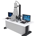 Medical Device With Mechanical Arm Two Monitors On Workbench For Detection And Analysis 3d model