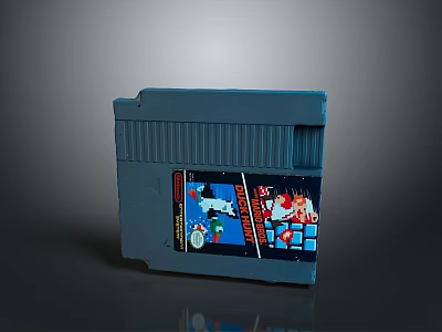 Vintage Blue Computer Gaming Cartridge With Classic Retro Design And Mario Artwork Features 3d model