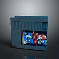 Vintage Blue Computer Gaming Cartridge With Classic Retro Design And Mario Artwork Features