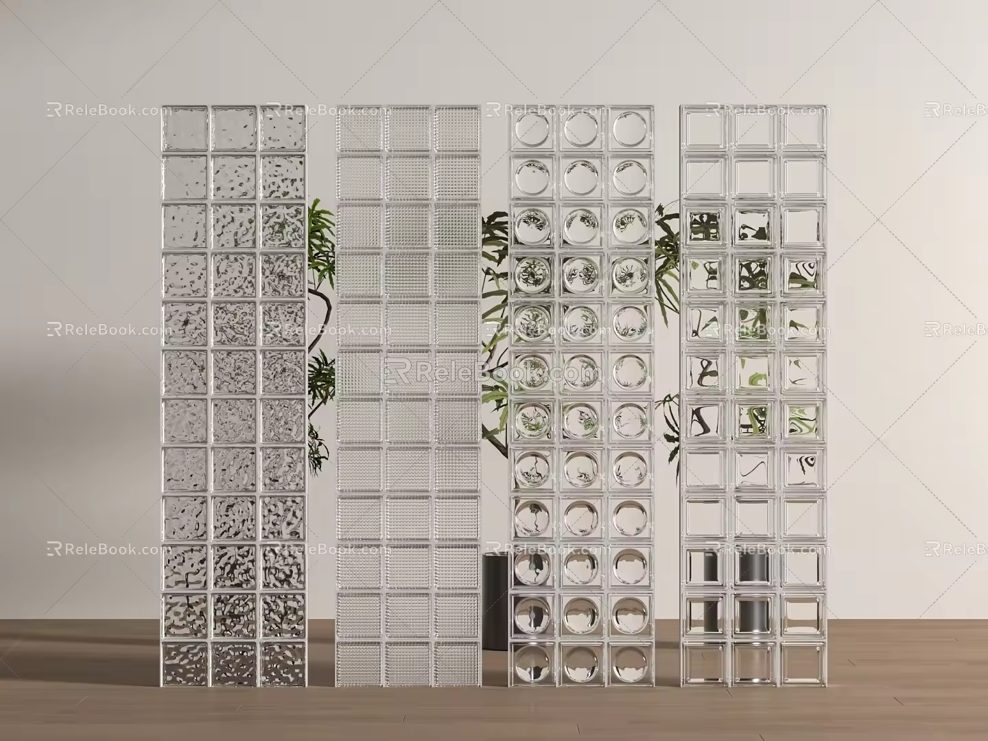 Modern partition glass 3d model