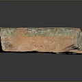Ancient Decorative Brick With Colorful Red Green Curved Lines And Leaf Motifs
