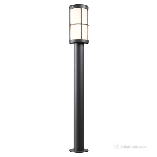 Sleek Modern Outdoor Light With Black Metal Pole And Glass Shade For Garden Illumination 3d model 