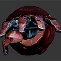 Robot Character's Futuristic Mechanical Arm With Red Blue Color And Detailed Structure