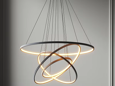 Modern Circular Ring Chandelier With Illuminated Light Strips Minimalist Metal Frame And Warm Glow Design 3d model